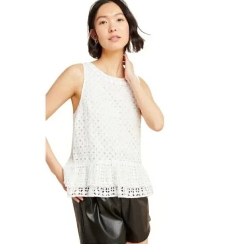 Maeve Anthropologie Womens Size XS Monika Beaded Eyelet Sleeveless Peplum Blouse
